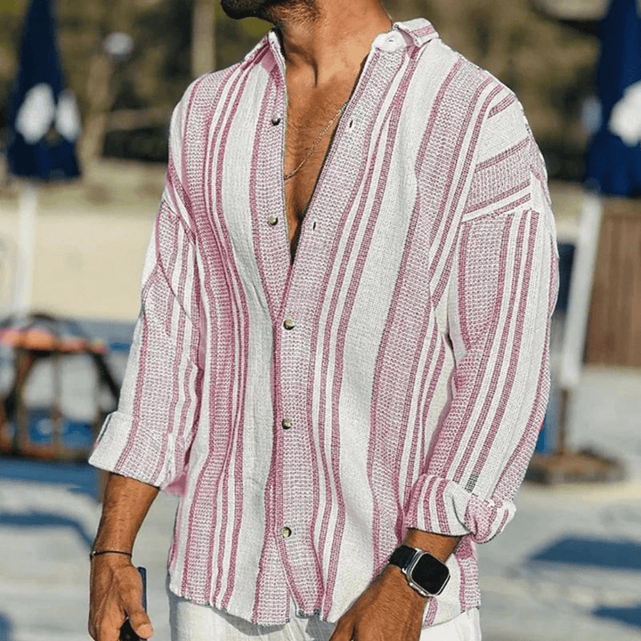 Lightweight men's summer shirt with button placket – Elias-Pink-S-The Livary