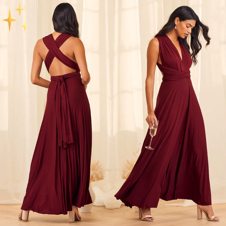 Wrap dress for women – Versatile & transformable with over 50 styling variations – Mira-Bordeaux-S-The Livary