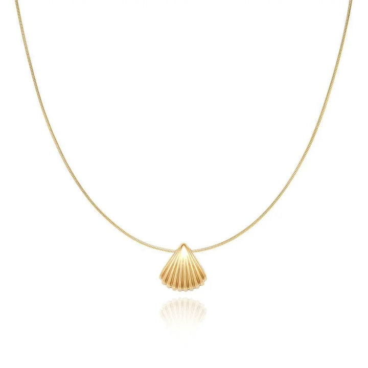 Golden Scallop Flower Necklace - Lilac-The Livary