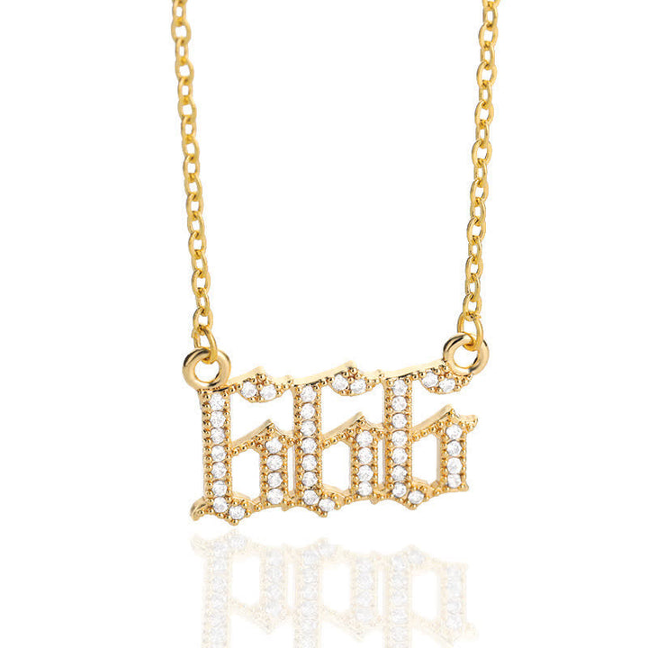 Zirconia Angel Numbers Necklace - Seraphina-Gold-666-The Livary