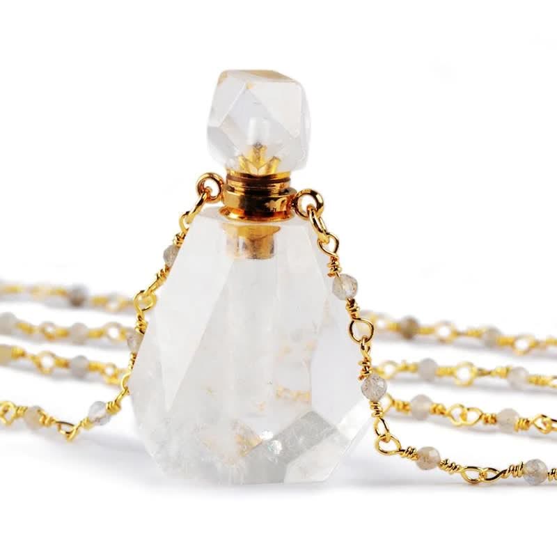 Crystal Perfume Bottle Necklace - Iris-Clear Crystal-The Livary