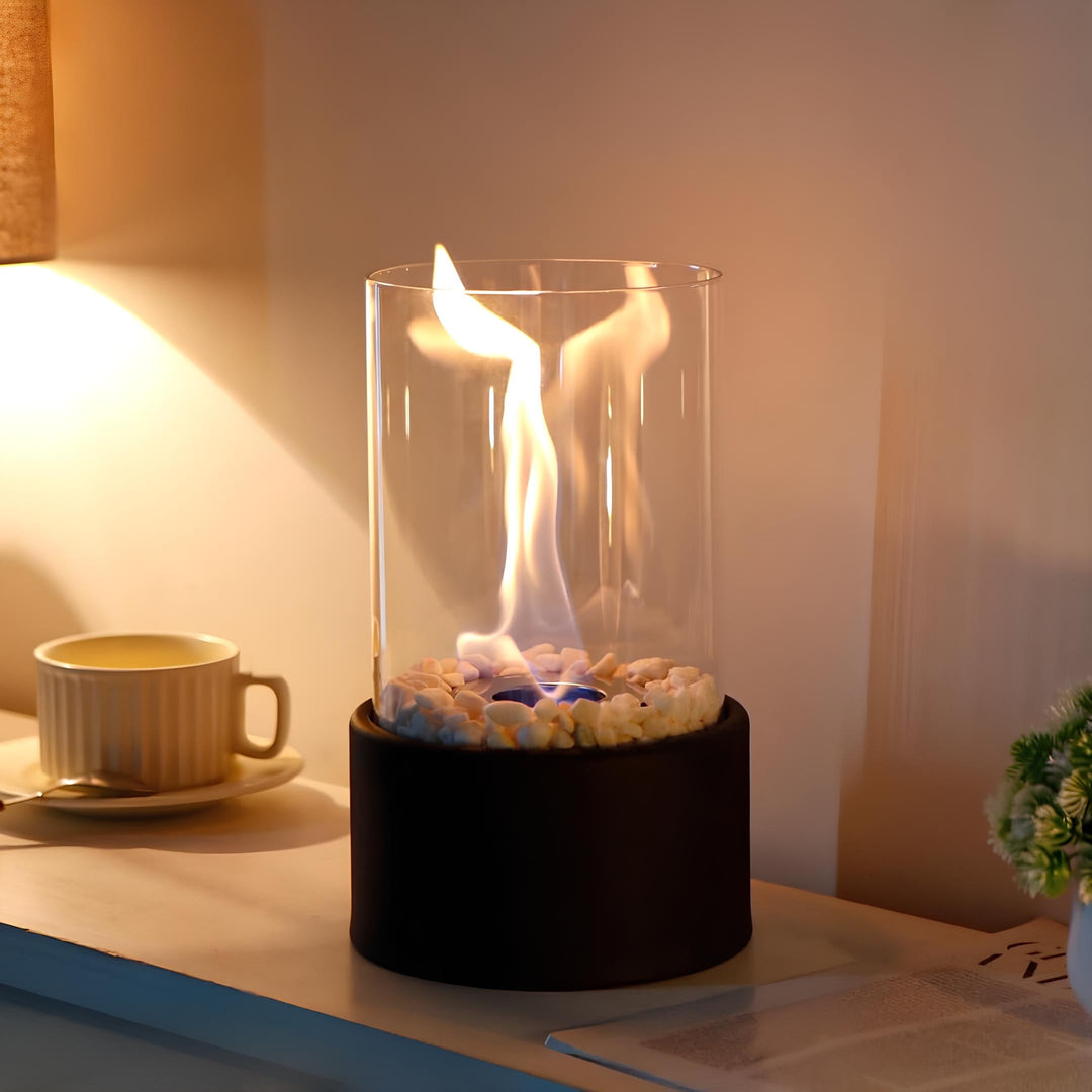 Classic Oil Lamp with Open Flame - Lumora-Black-Medium-The Livary