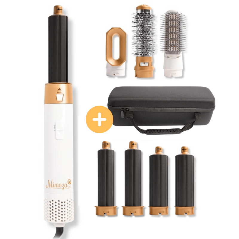 7-in-1 Hair Dryer Brush & Airstyler – Lyra-Gold/white-No storage case - only basic set-The Livary
