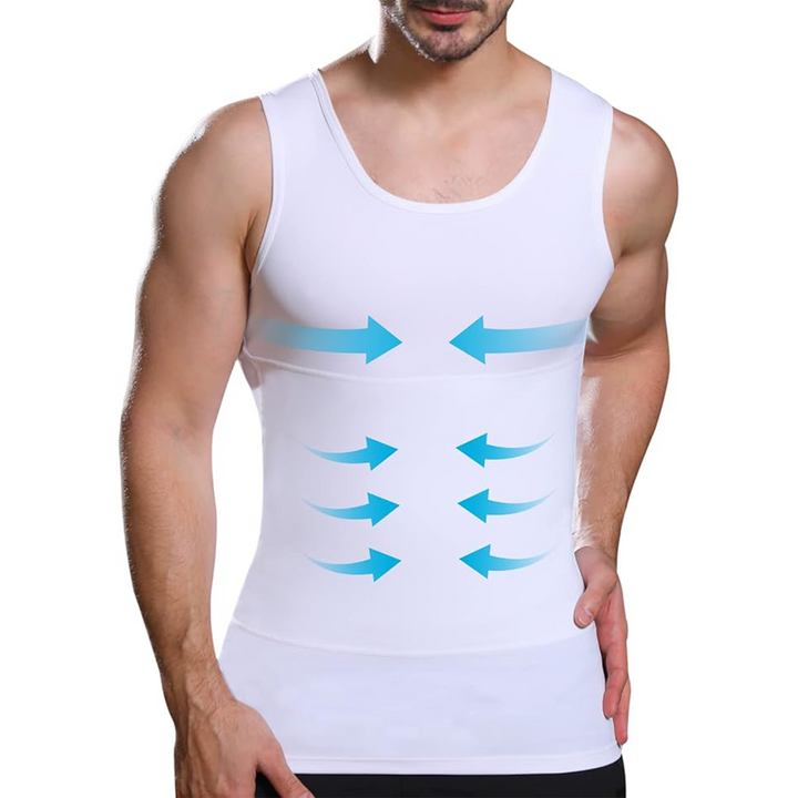Corrective Shirt with Shaping Effect – Noah-White-M (50-65kg)-The Livary