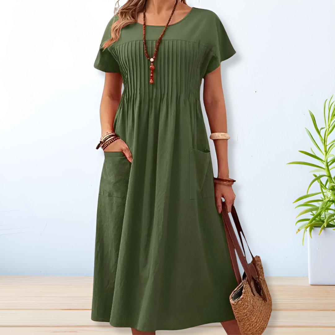 Airy & Comfortable Women's Summer Dress with Loose Fit – Tabea-Green-S-The Livary