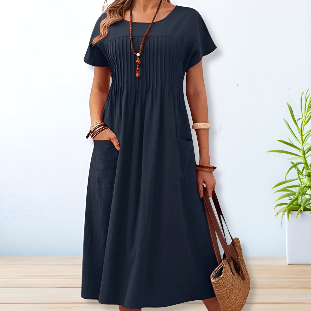 Airy & Comfortable Women's Summer Dress with Loose Fit – Tabea-Blue-S-The Livary
