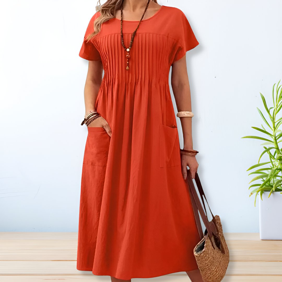 Airy & Comfortable Women's Summer Dress with Loose Fit – Tabea-Orange-S-The Livary