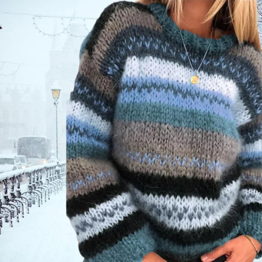 Vintage Hand-Knit Women's Sweater - Celeste-Blue-S-The Livary
