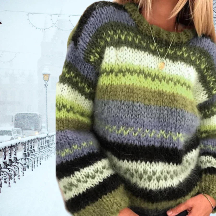 Vintage Hand-Knit Women's Sweater - Celeste-Green-S-The Livary
