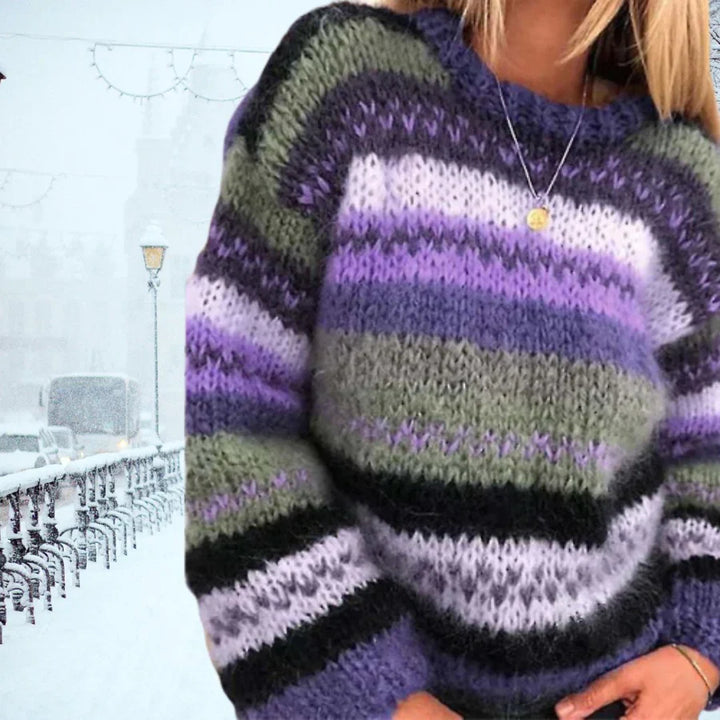 Vintage Hand-Knit Women's Sweater - Celeste-Purple-S-The Livary