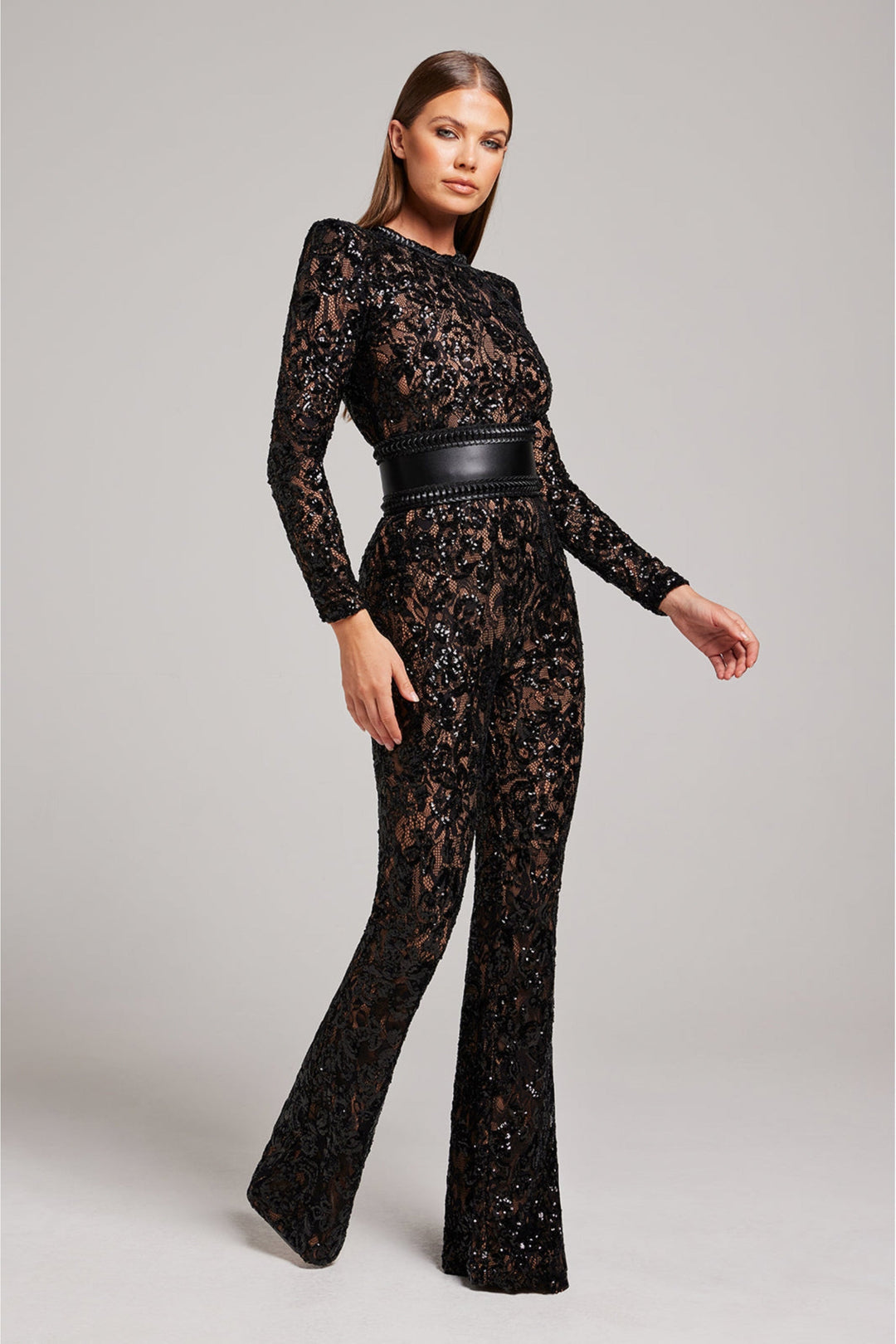 Stylish Evening Jumpsuit with V-neck - Juliette-White-S-The Livary