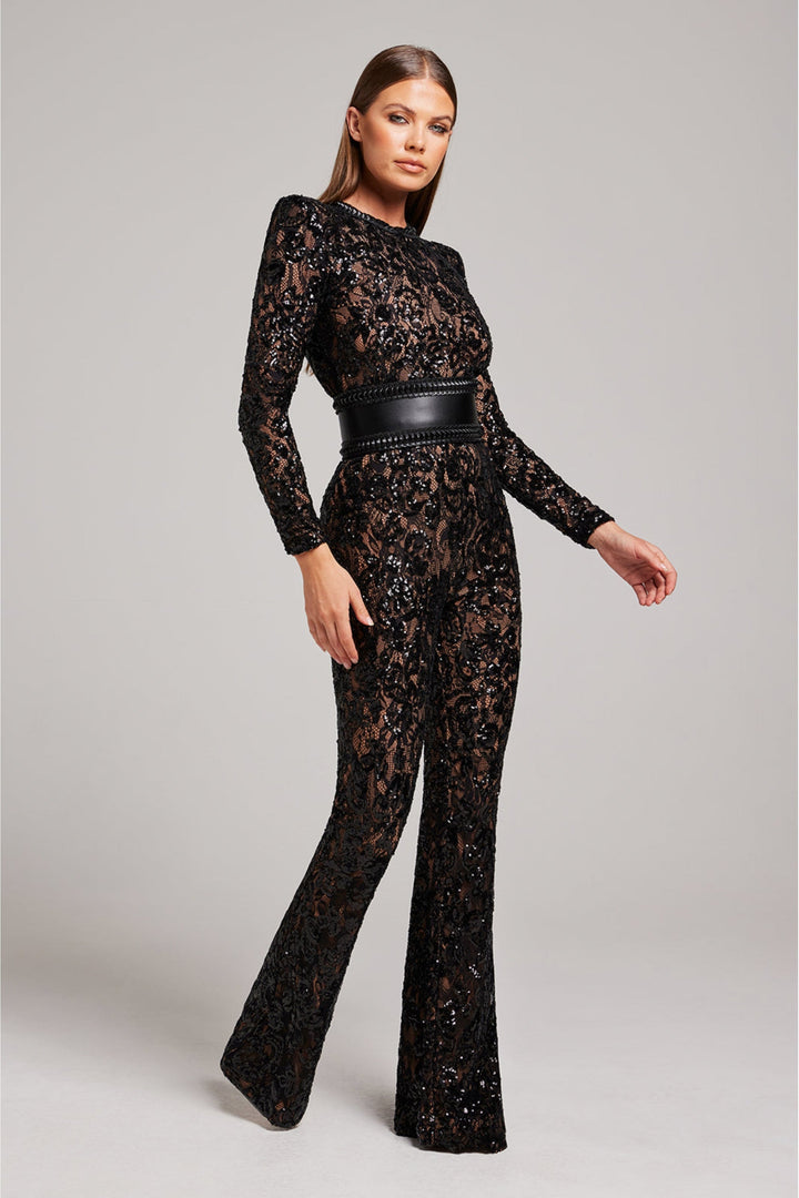 Stylish Evening Jumpsuit with V-neck - Juliette-White-S-The Livary