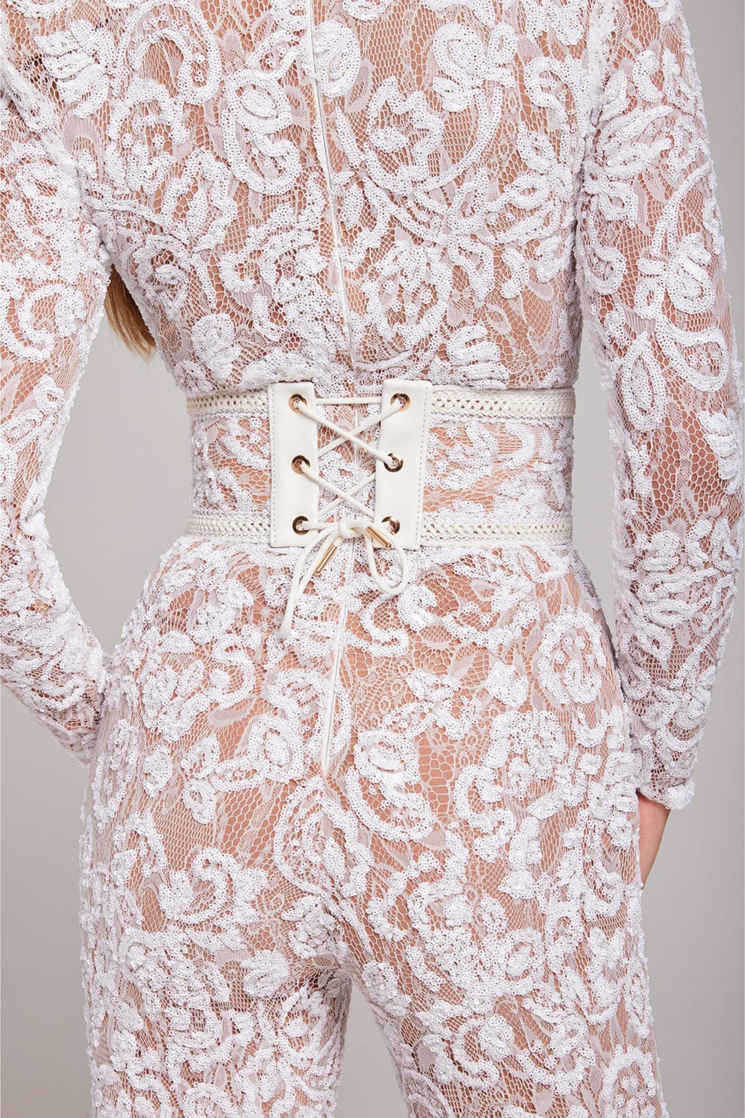 Stylish Evening Jumpsuit with V-neck - Juliette-White-S-The Livary