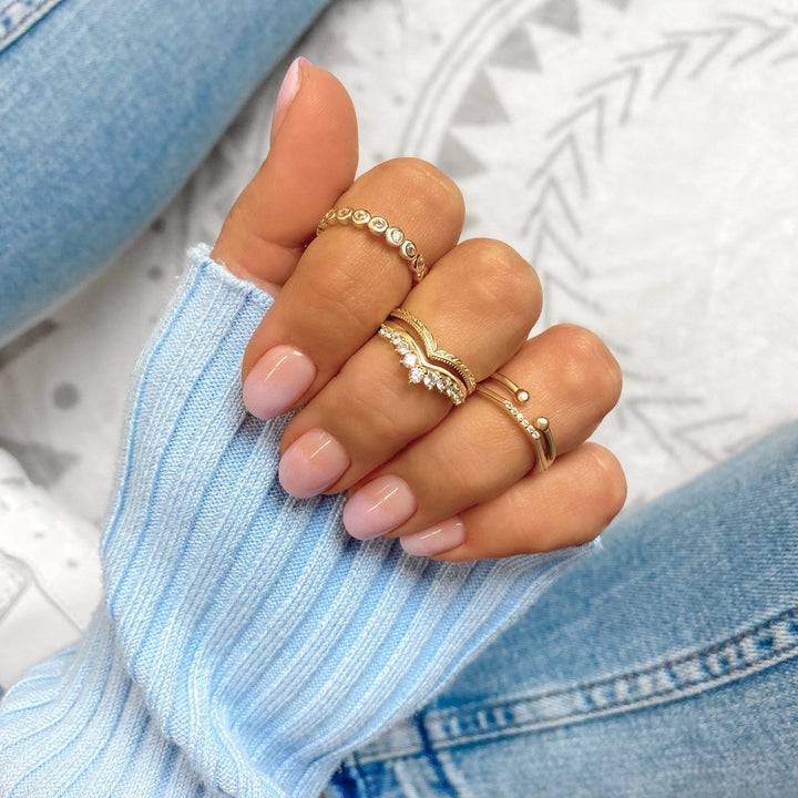 Zirconia Crown Ring - Allegra-5-Gold-The Livary