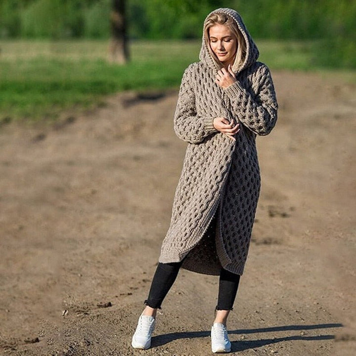 Knitted warm and soft cardigan - Emma-Khaki-S-The Livary