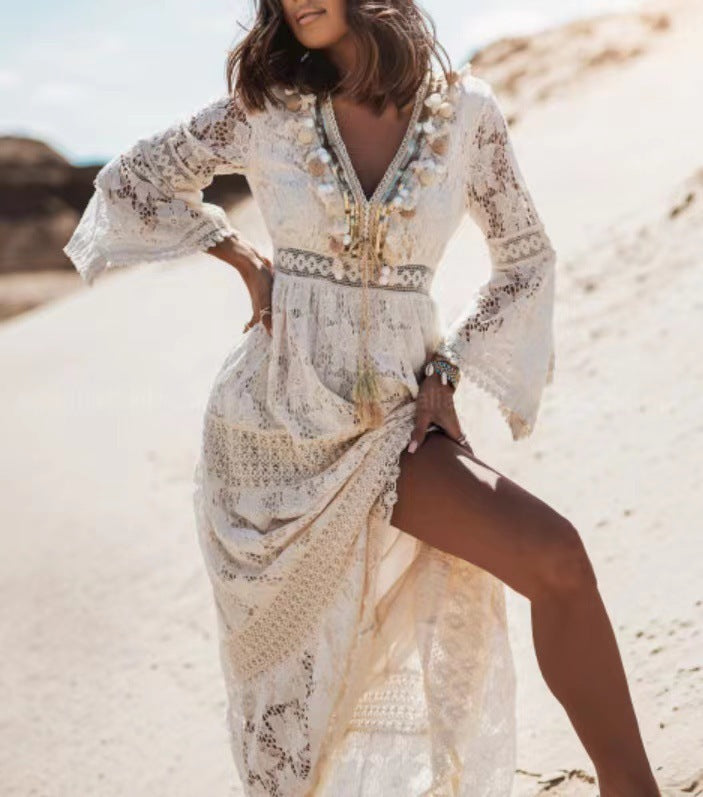 Boho Maxi Dress - Elvira-Beige-S-The Livary