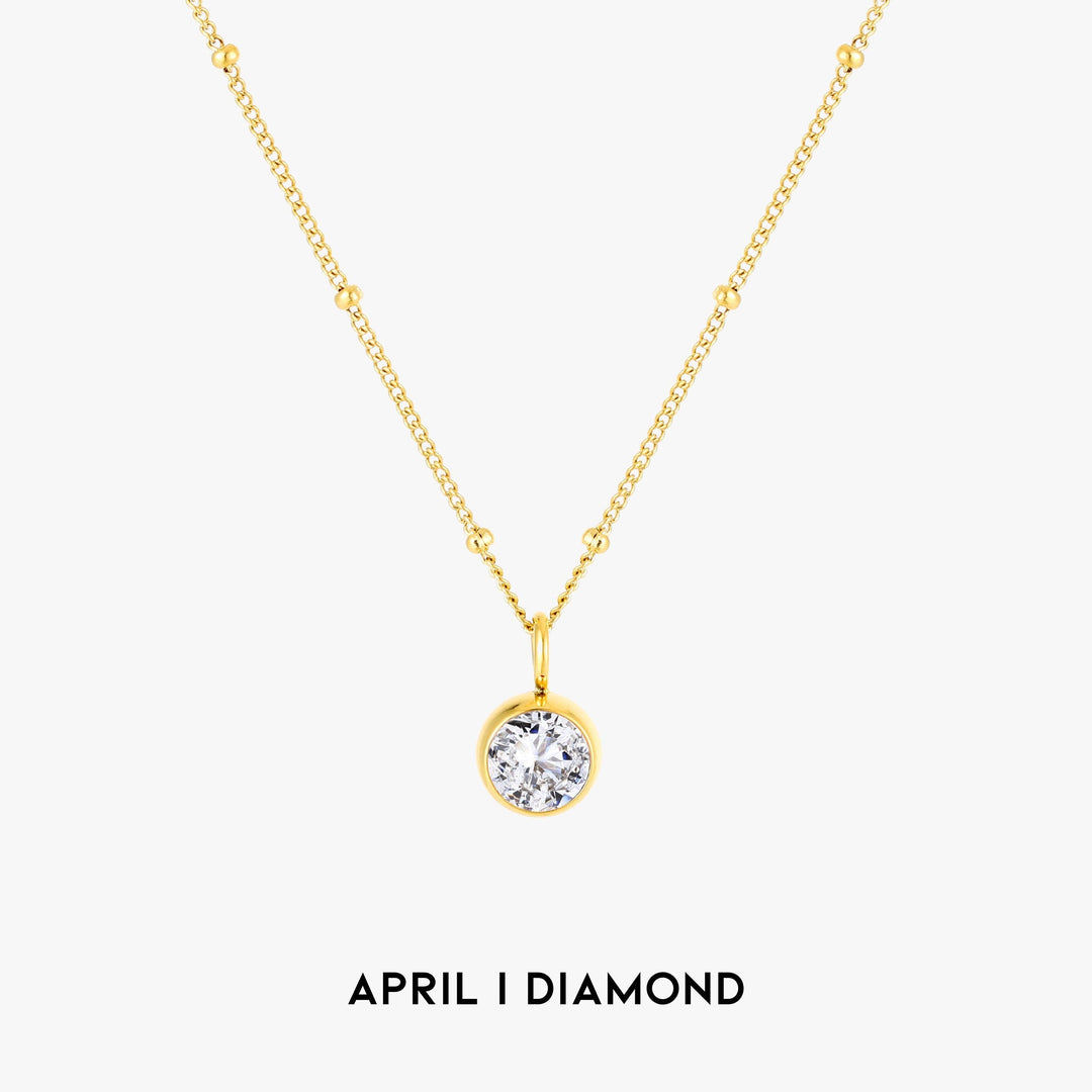 Birthstone Necklace - Aurora-April | Diamond-Gold-The Livary