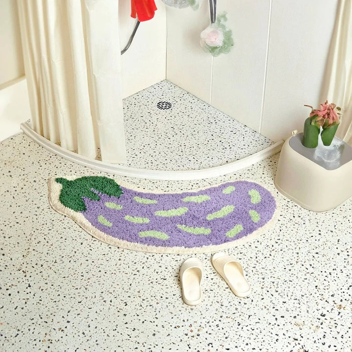 Anti-Slip Bathroom Mat with Banana or Eggplant Design - ZestPad-Aubergine-S (40x80cm)-The Livary