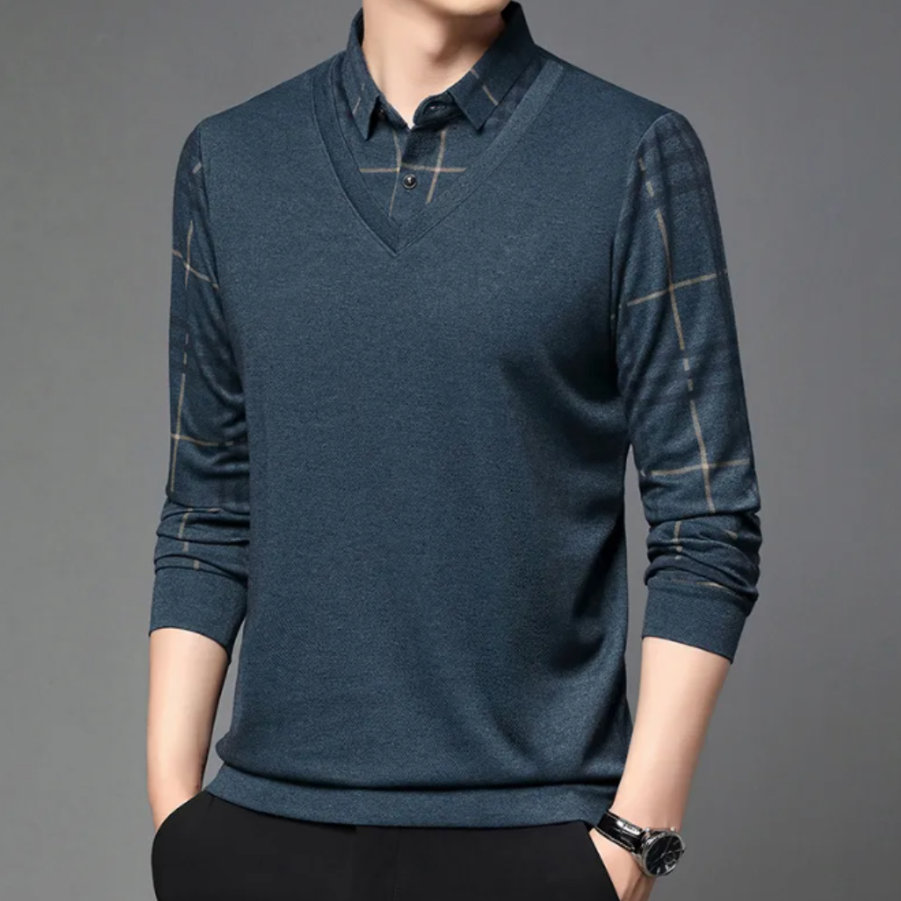 Knitted Men's Jumper with Print - Noah-S-The Livary