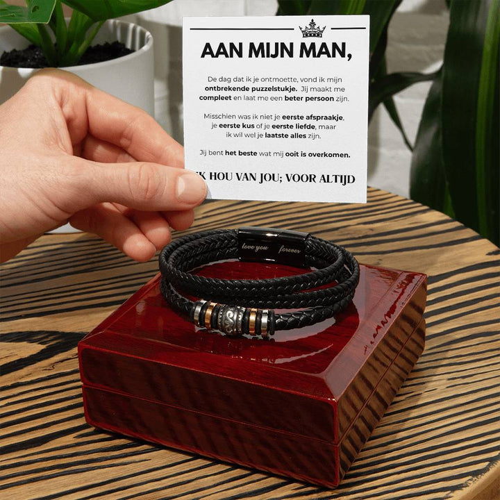 FOR MY HUSBAND - I LOVE YOU; FOREVER - BRACELET-Luxury (Mahogany + LED spotlight)-The Livary