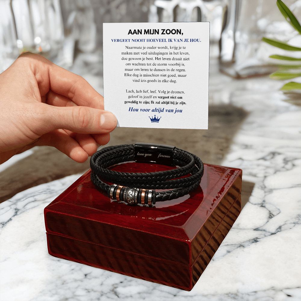 FOR MY SON - LOVE YOU FOREVER - BRACELET-Luxury (Mahogany + LED spotlight)-19cm-The Livary