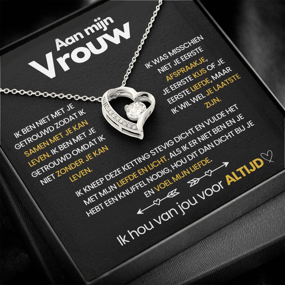 Pendant Necklace with Heart-Shaped Zirconia Stone - Ella-14k White Gold-Standard-The Livary