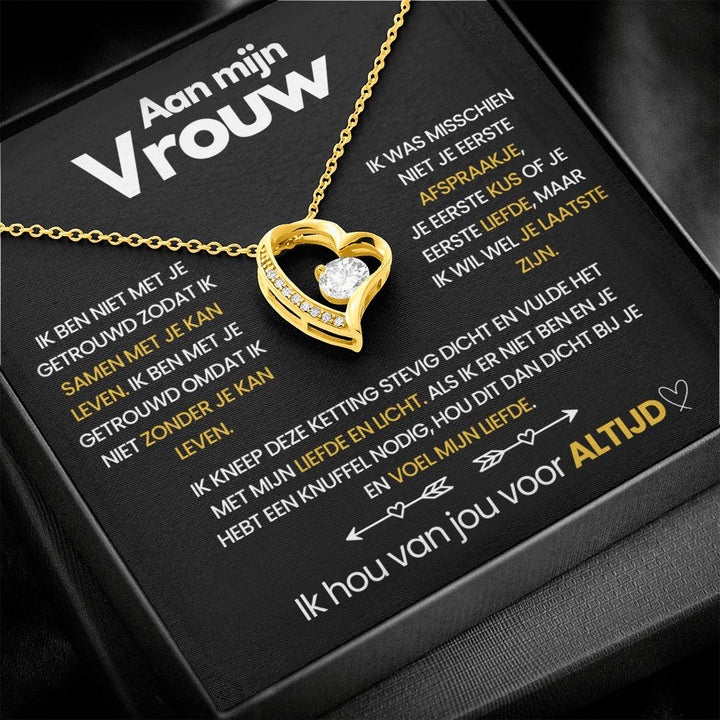 Pendant Necklace with Heart-Shaped Zirconia Stone - Ella-18k Yellow Gold-Standard-The Livary