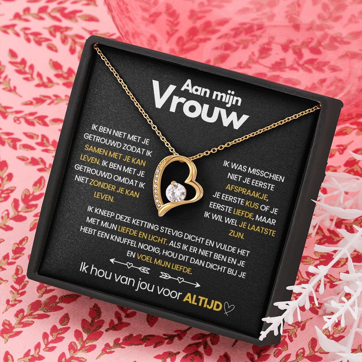 Pendant Necklace with Heart-Shaped Zirconia Stone - Ella-14k White Gold-Standard-The Livary