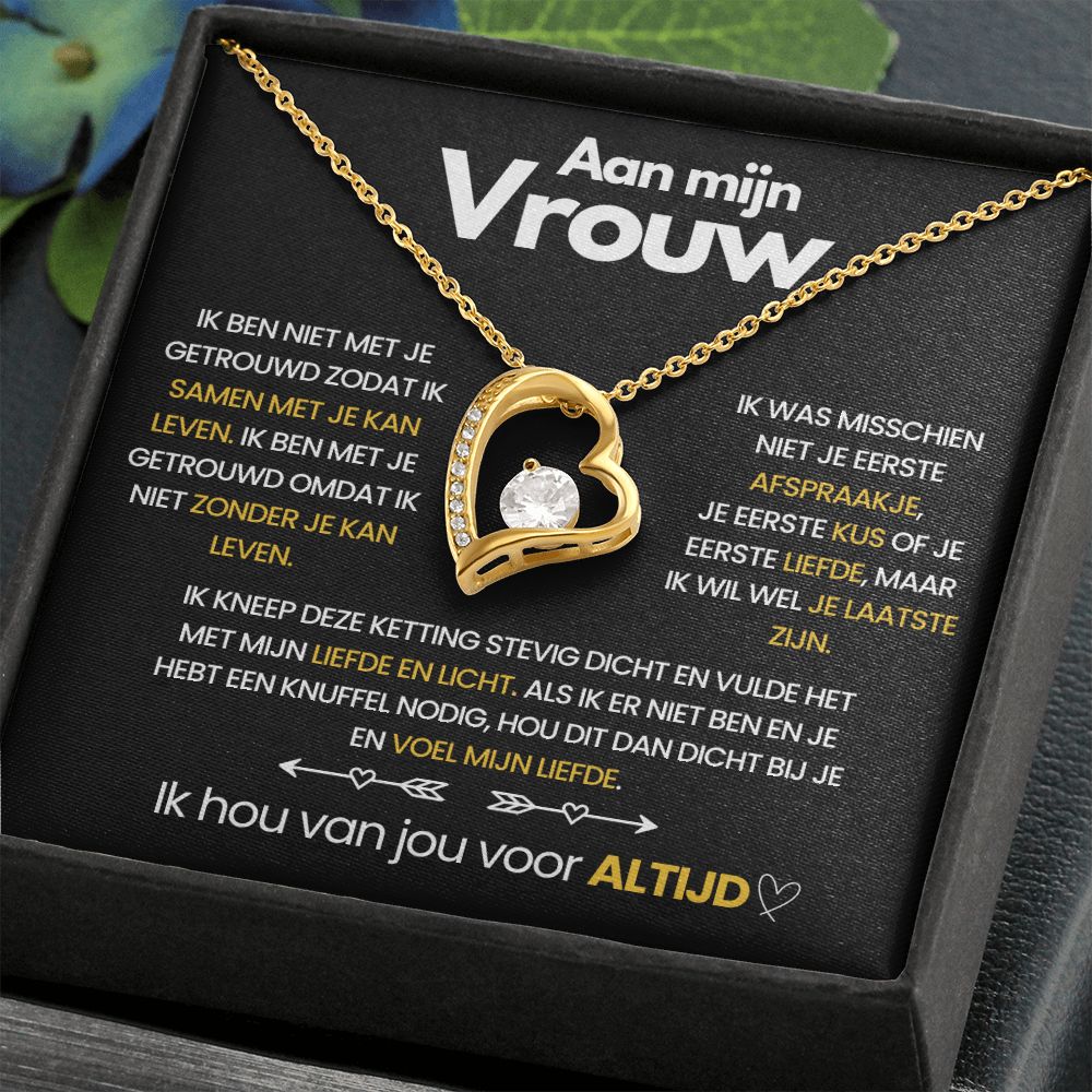 Pendant Necklace with Heart-Shaped Zirconia Stone - Ella-14k White Gold-Standard-The Livary