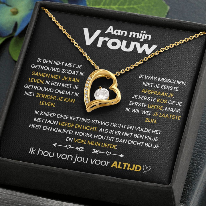 Pendant Necklace with Heart-Shaped Zirconia Stone - Ella-14k White Gold-Standard-The Livary