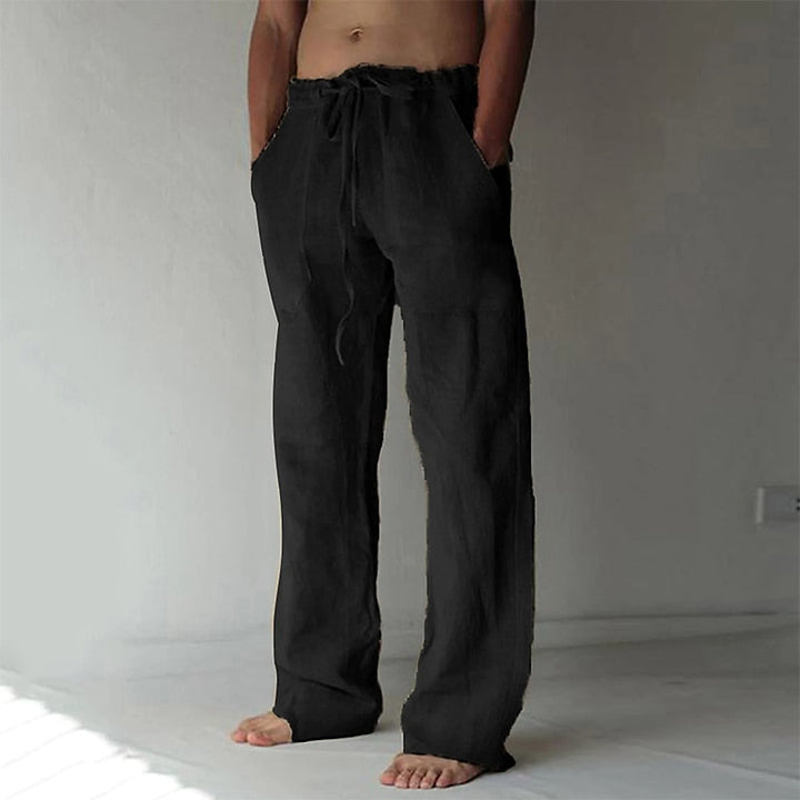 Casual men's linen trousers with a wide cut for summer – Elias-Black-S-The Livary