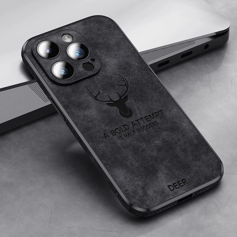 Luxury Deer Leather iPhone Case - Veltro-Brown-iPhone 15 Pro Max-The Livary