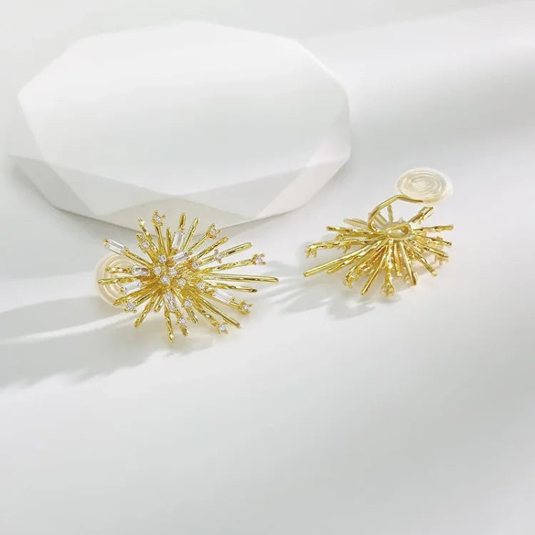 Gold Firework Zirconia Earrings - Livia-The Livary