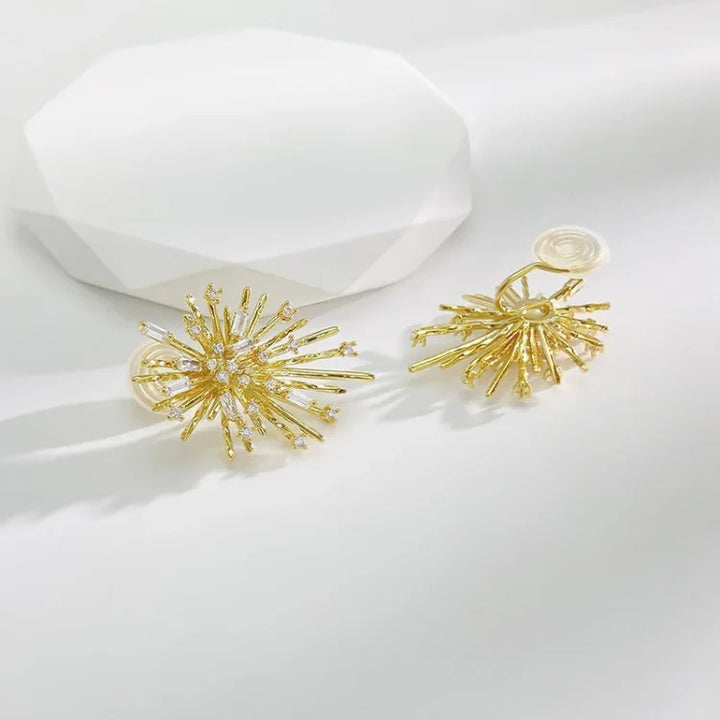 Gold Firework Zirconia Earrings - Livia-The Livary