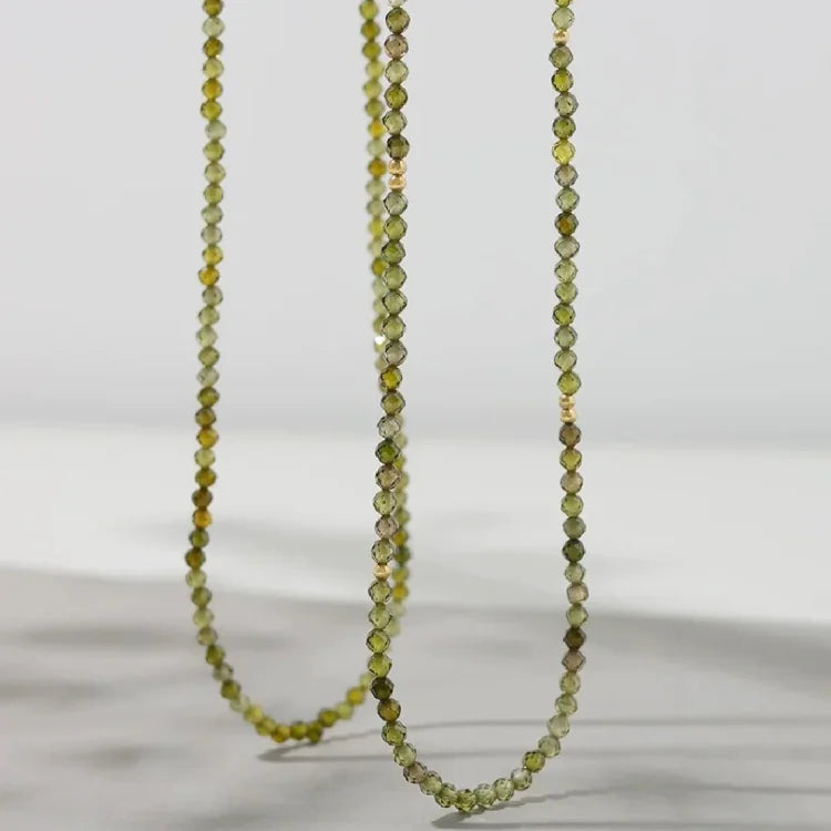 Olive Green Zirconia Necklace - Celeste-Without Zirconia-The Livary