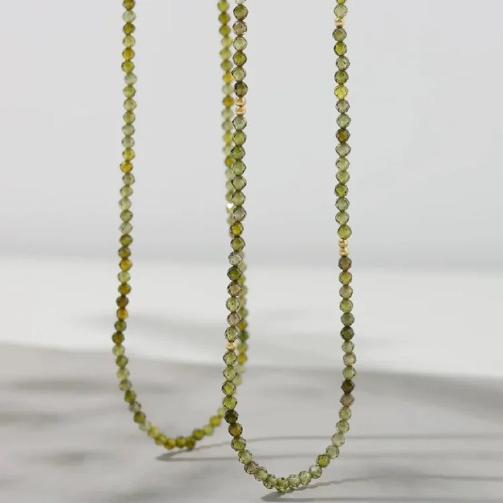 Olive Green Zirconia Necklace - Celeste-Without Zirconia-The Livary