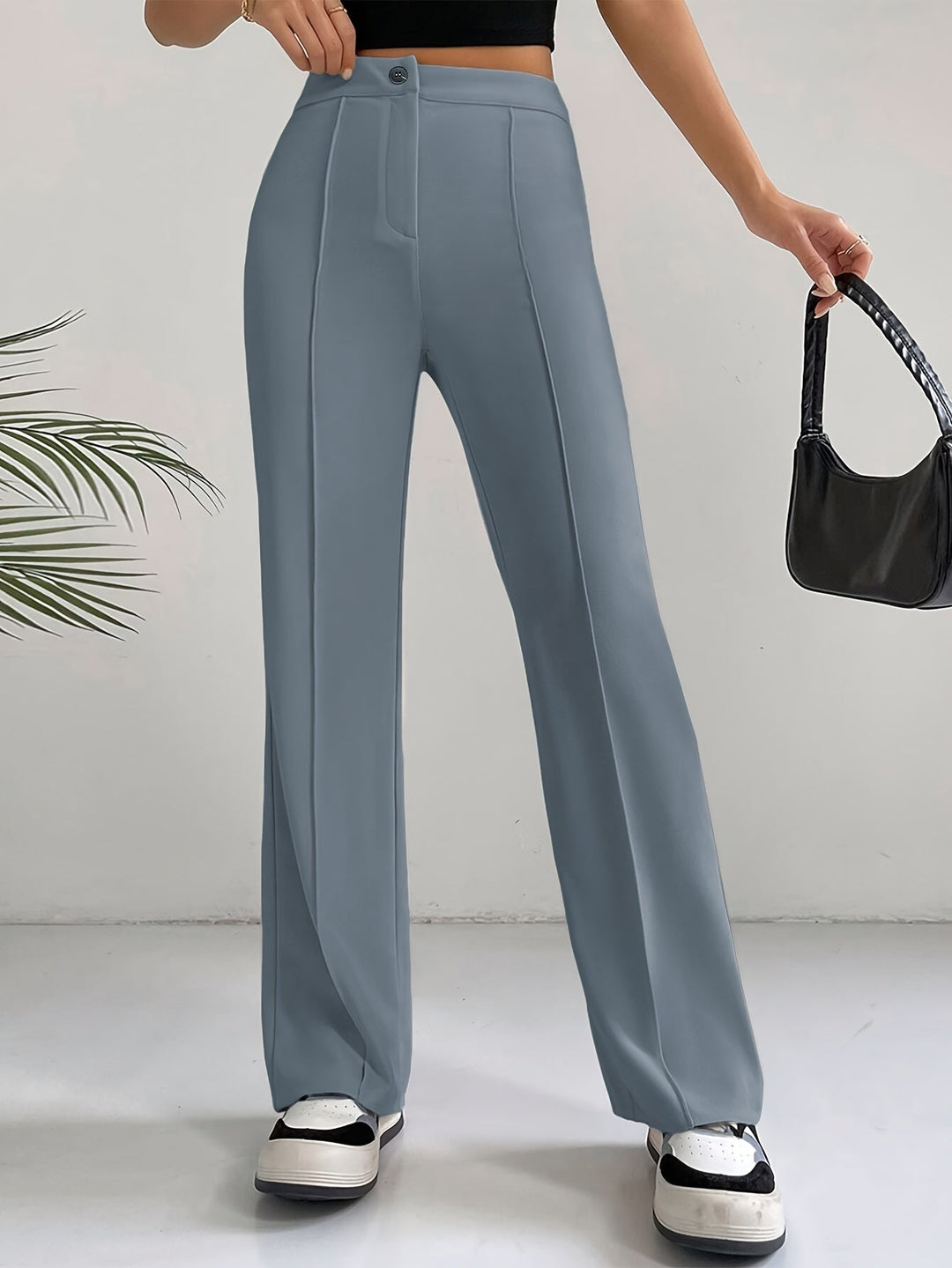 Trendy High Waist Pleated Women's Trousers - Emilia