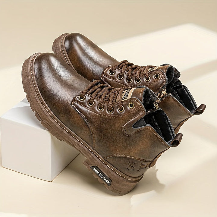 Warm and Stylish Lace-up Boots for Men - Arvo-Dark brown-5-The Livary