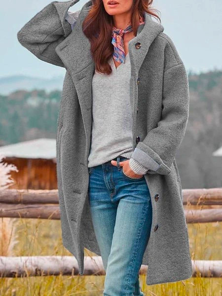 Comfortable ladies' coat – Anouk-Gray-S-The Livary