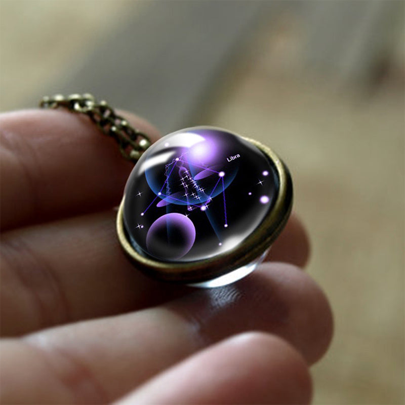 Glass 12 Zodiac Sign Protective Pendant - Sofia-Libra-The Livary