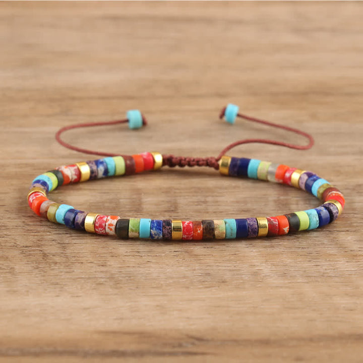 Braided Bracelet with 2.4 mm Natural Stone Rollers - Seraphina-Chakra-The Livary