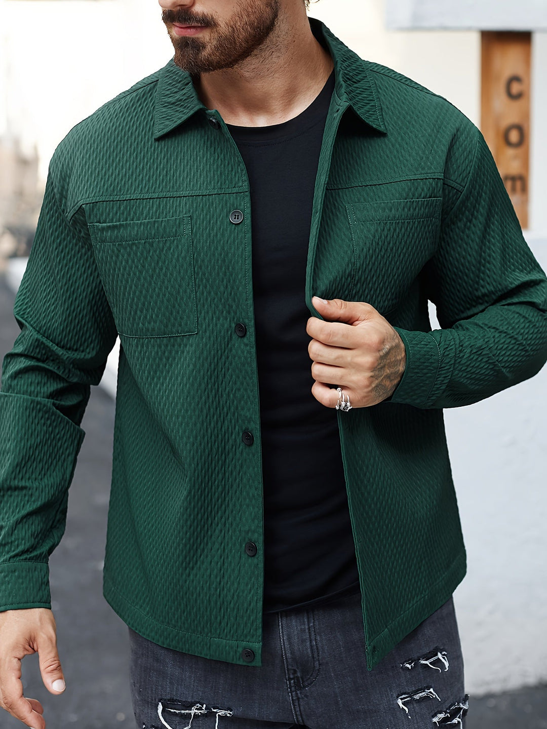Structured Green Men's Shirt - Finn-S-The Livary