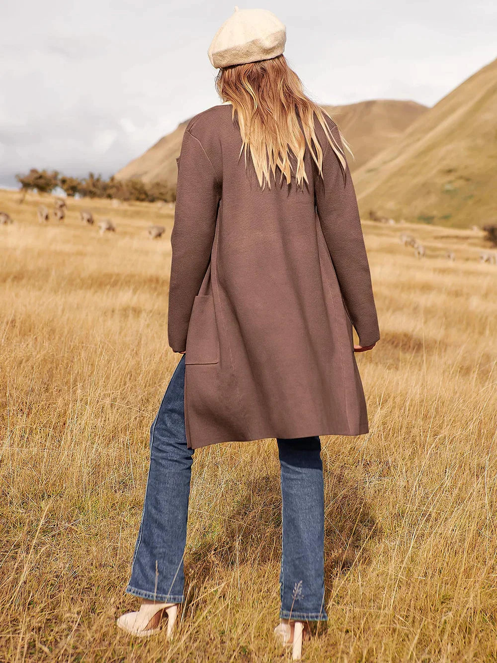 Stylish Ladies' Cardigan - Djamila-Brown-S (36)-The Livary