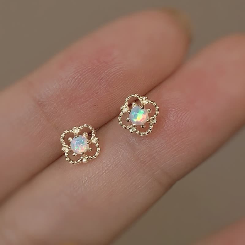 Delicate Vintage Earrings with Opal - Seraphina-Gold-The Livary