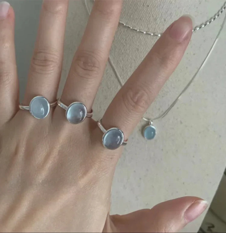 Aquamarine Silver Ring - Nerida-The Livary