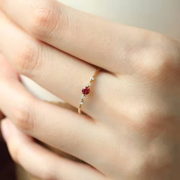 18K Gold Garnet Stone Ring - Elara-2.01 in-The Livary