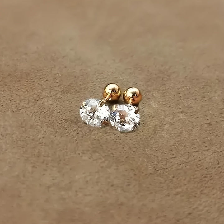 Stylish Zirconia Stud Earrings made of Titanium Steel - Lumen-0.20 IN 1 Pair-The Livary