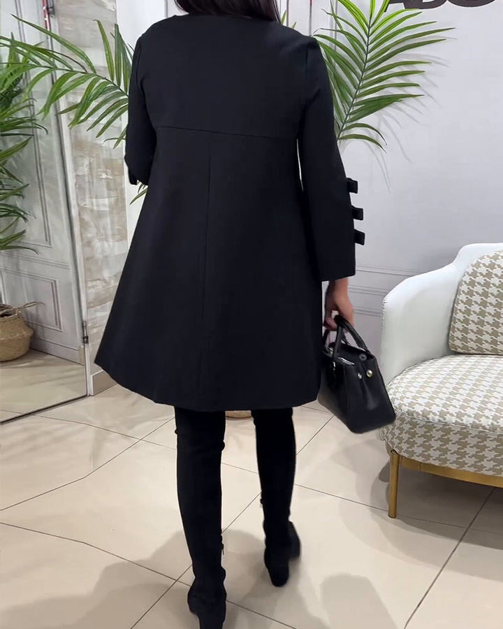 Casual Black Dress with Long Sleeves - Nora-S-The Livary