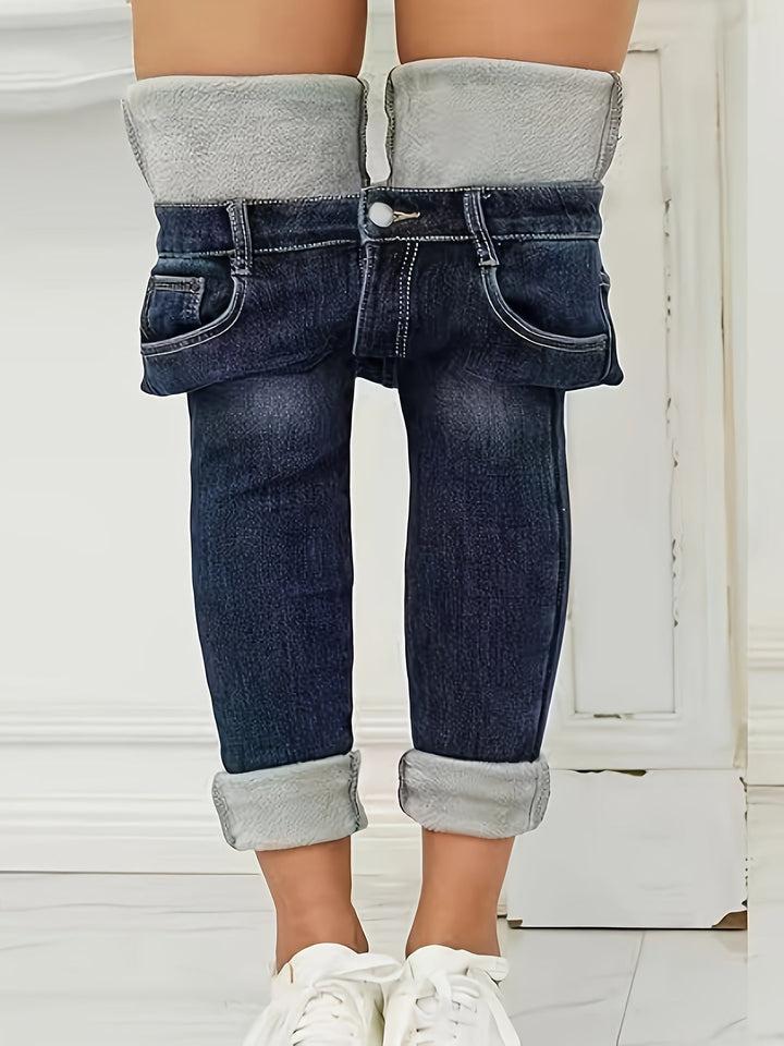 Warm Skinny Jeans with Lining - Selvia-S-The Livary