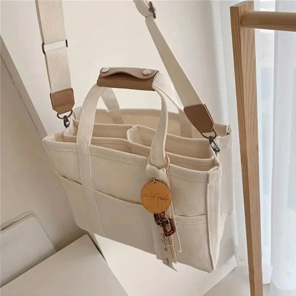 Canvas Tote Bag - UrbanGrace-Beige-The Livary